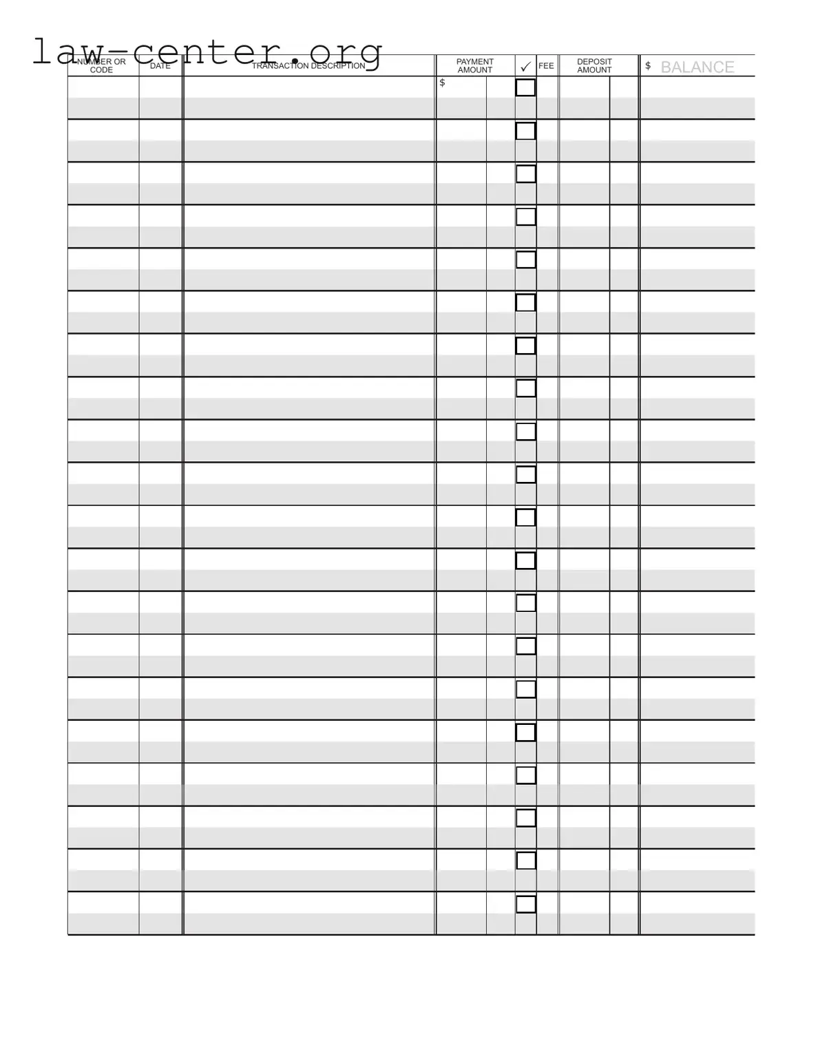 Get Check Register Form