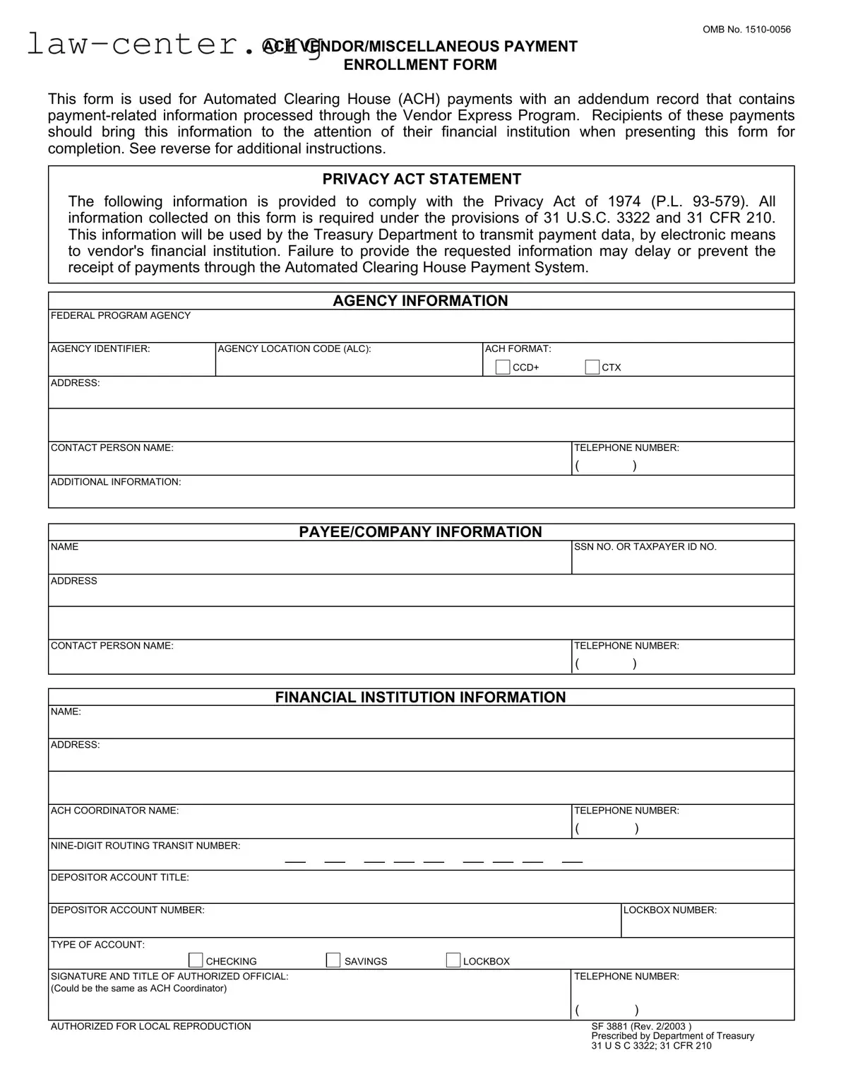 Get Ach Vendor Payment Form