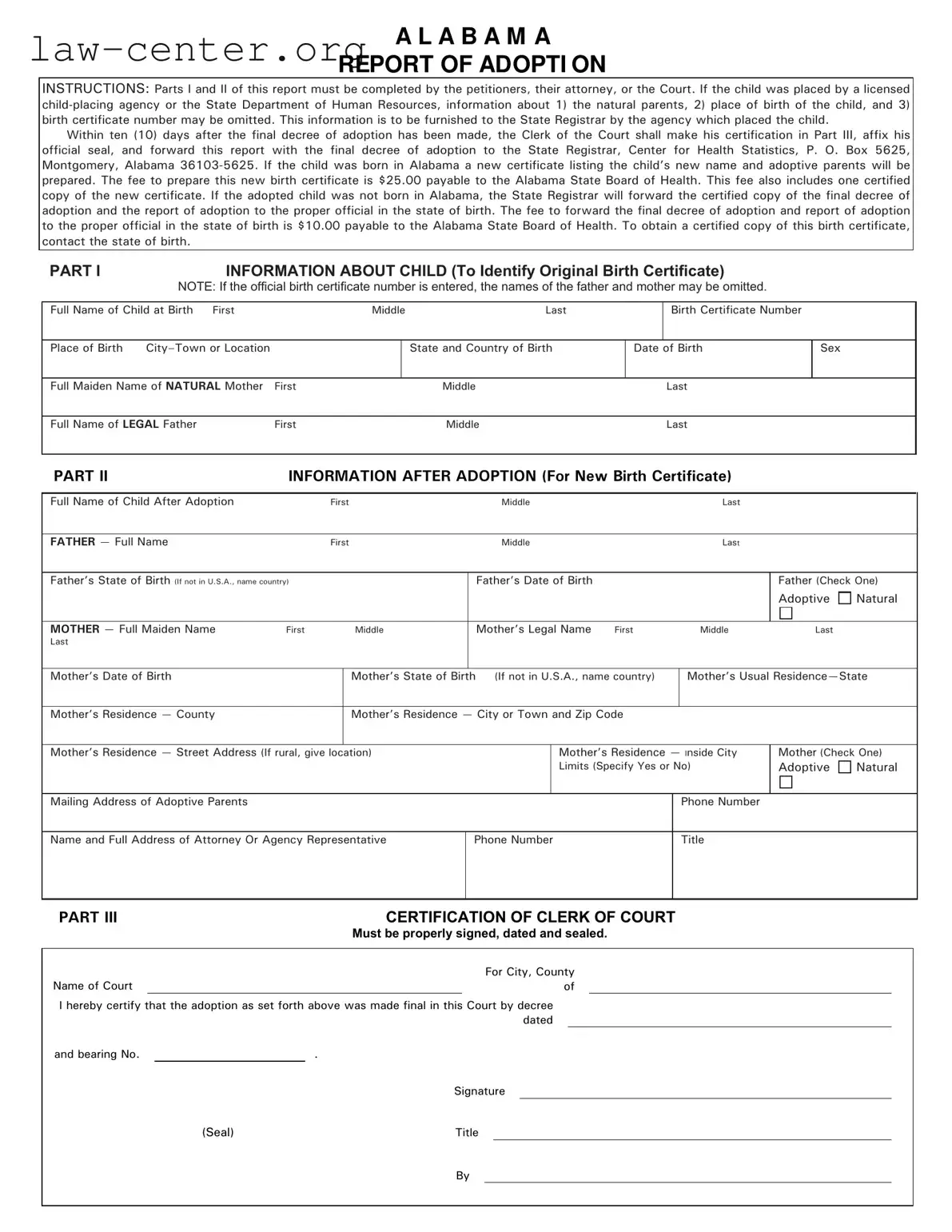 Get Alabama Adoption Report Form