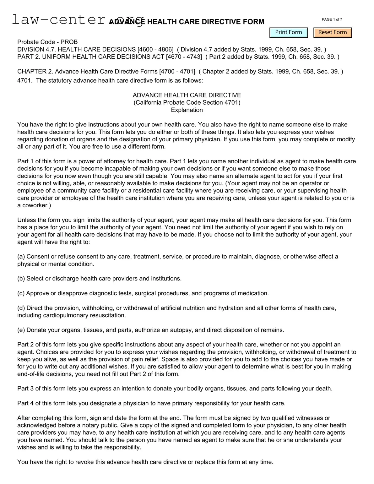 Get California Advanced Health Care Directive Form