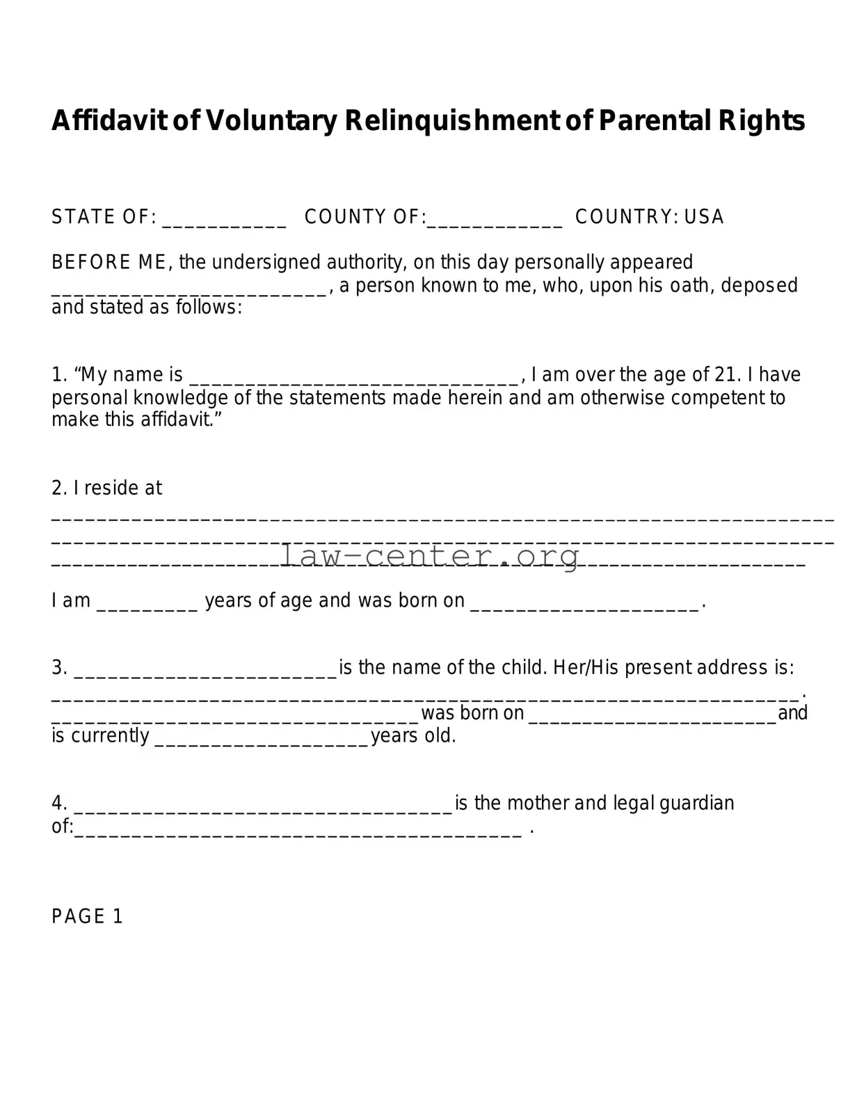 Get Affidavit Parental Rights Form