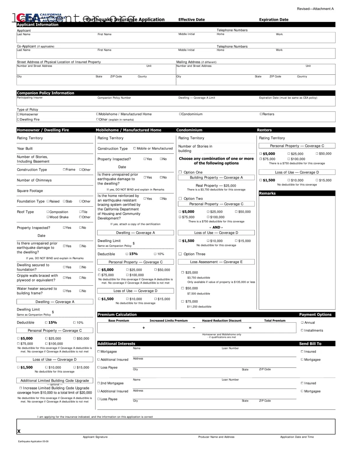 Get California Earthquake Authority Form
