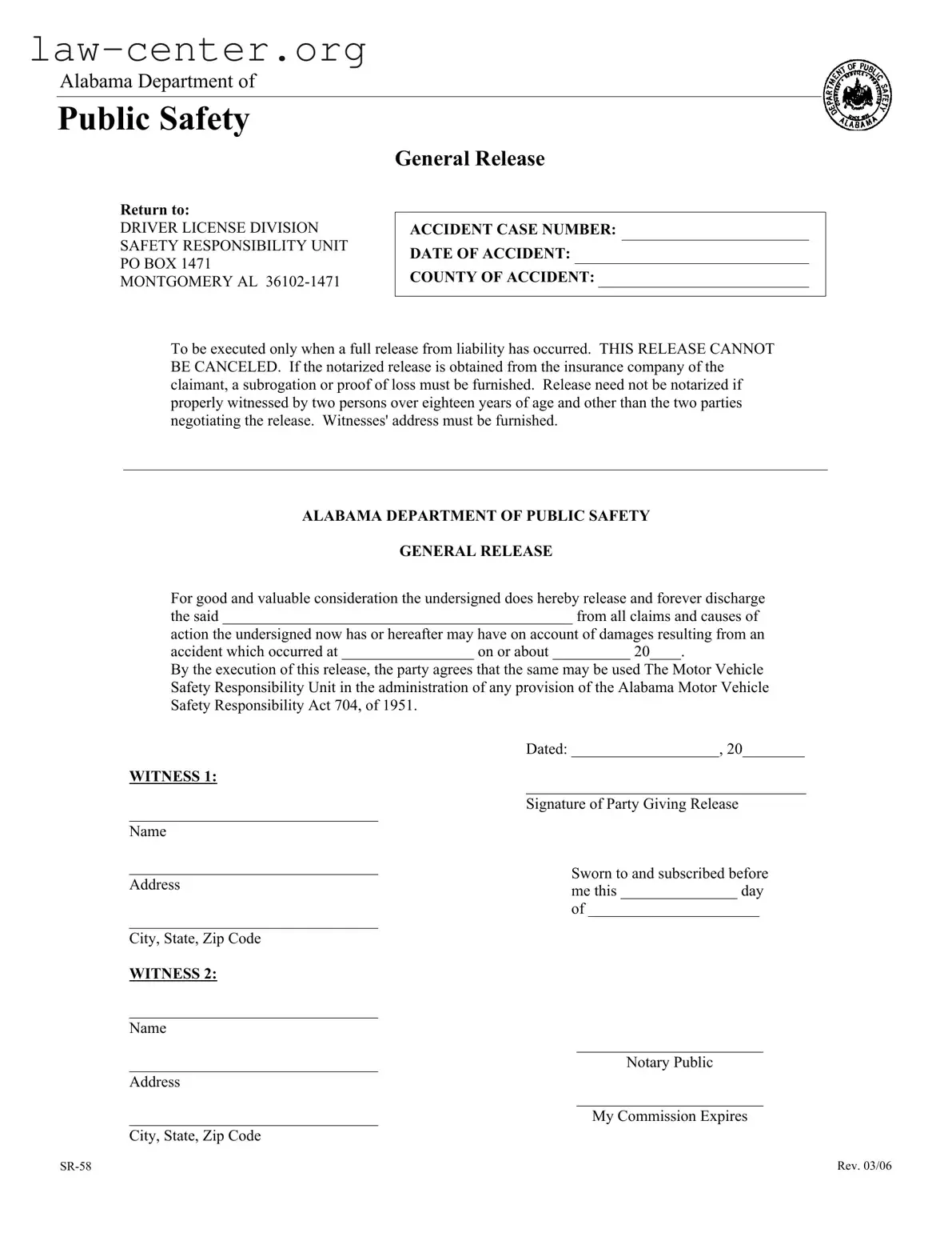 Get Alabama Sr 58 Form