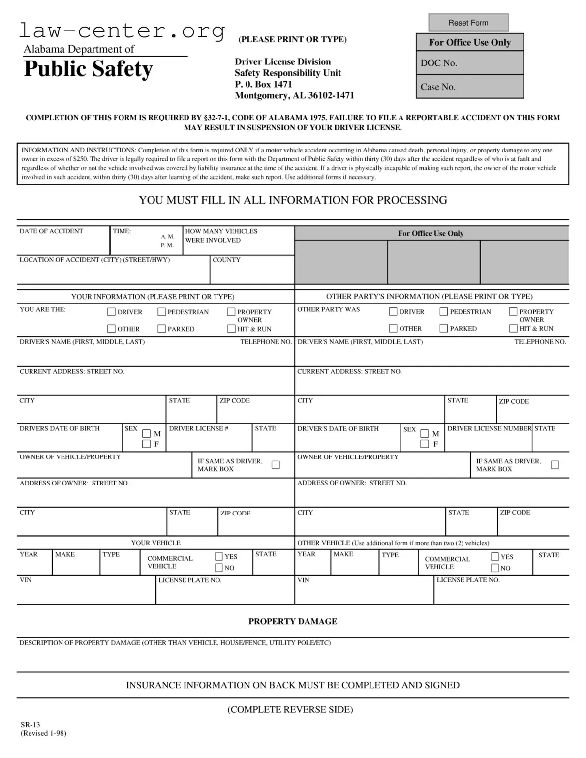 Get Alabama Public Safety Form