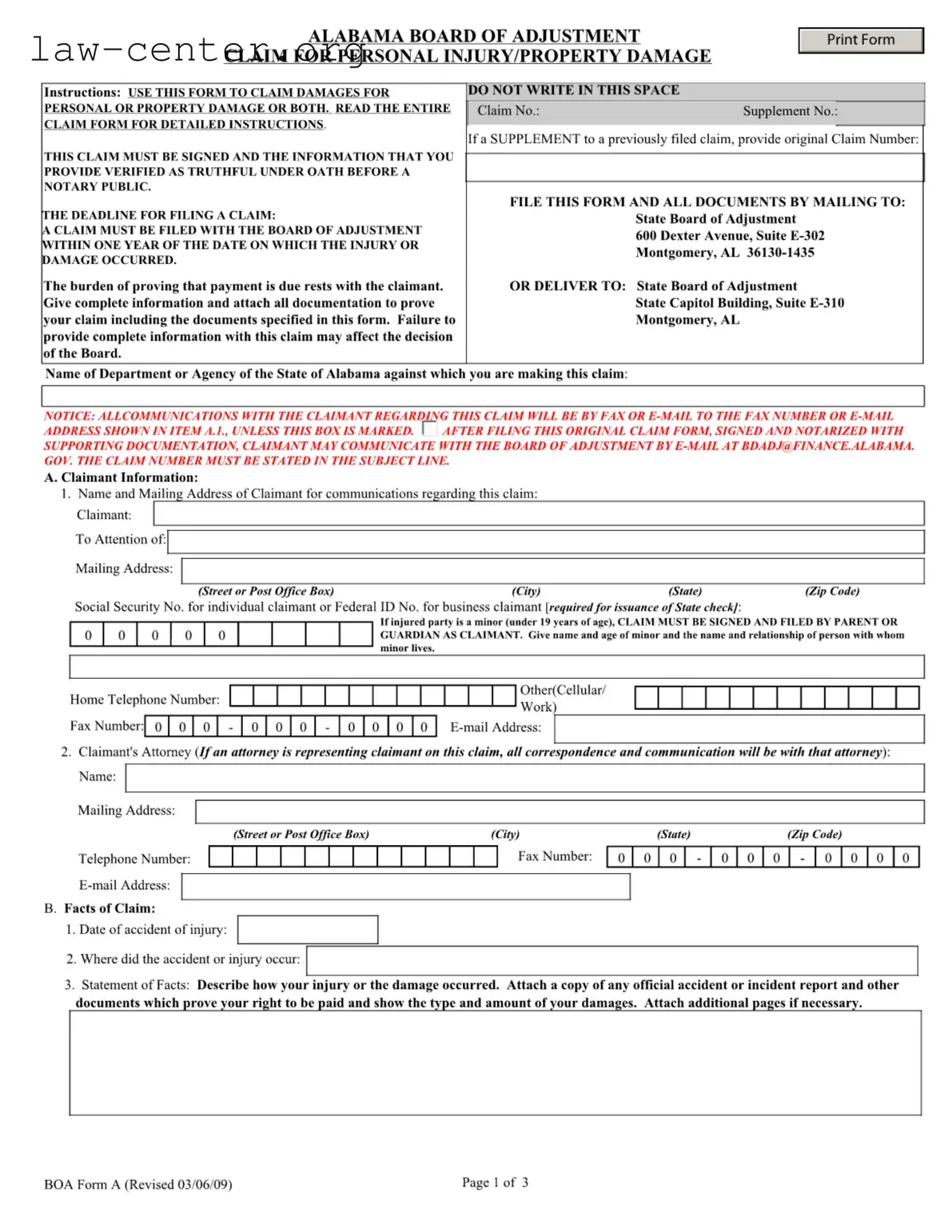 Get Alabama Boa A Form