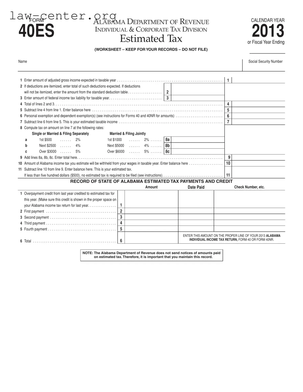 Get Alabama 40Es Form