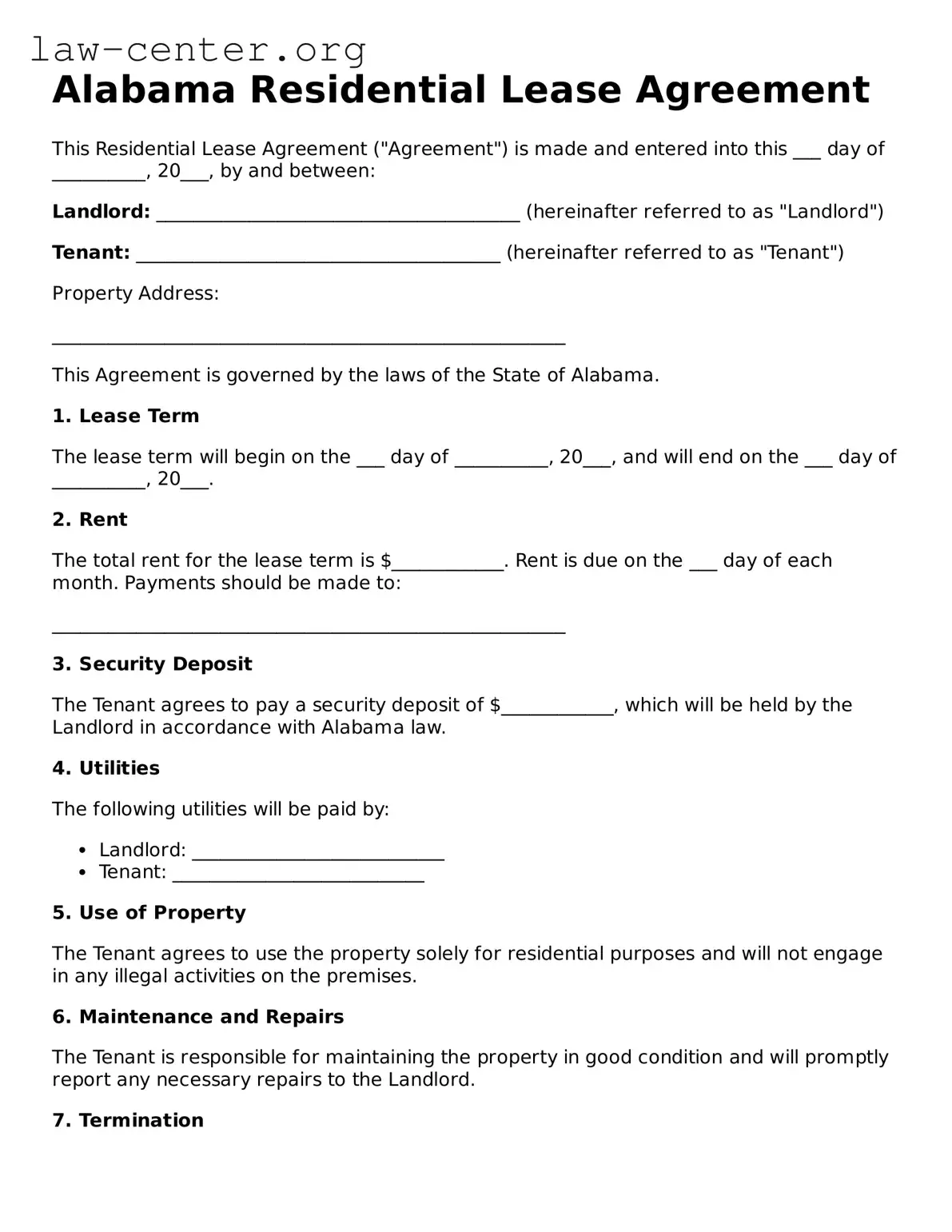 Attorney-Approved Alabama Residential Lease Agreement Document