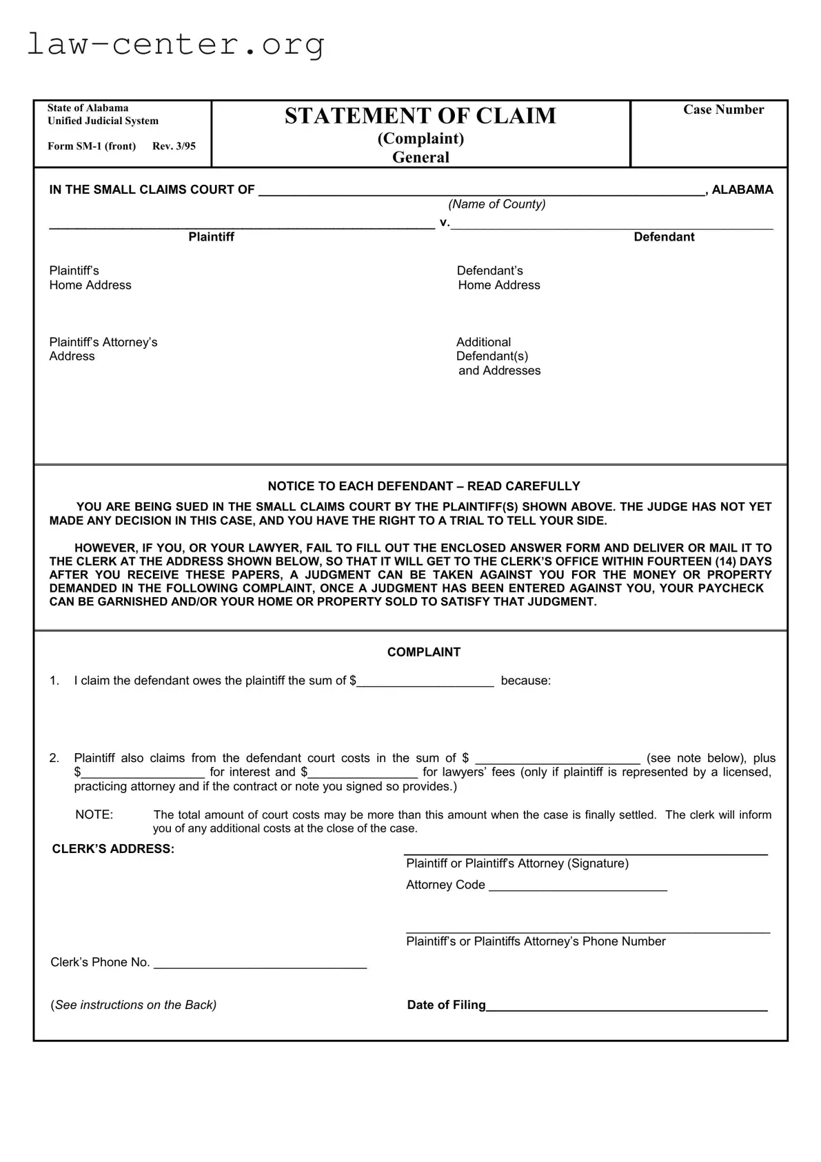 Get Alabama Sm 1 Form