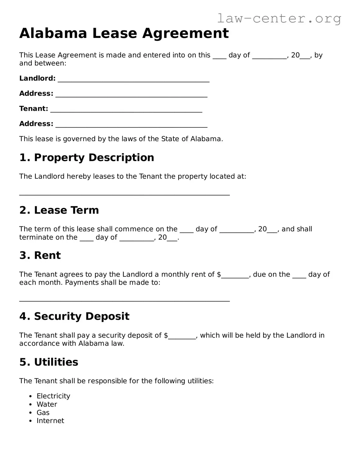 Attorney-Approved Alabama Lease Agreement Document