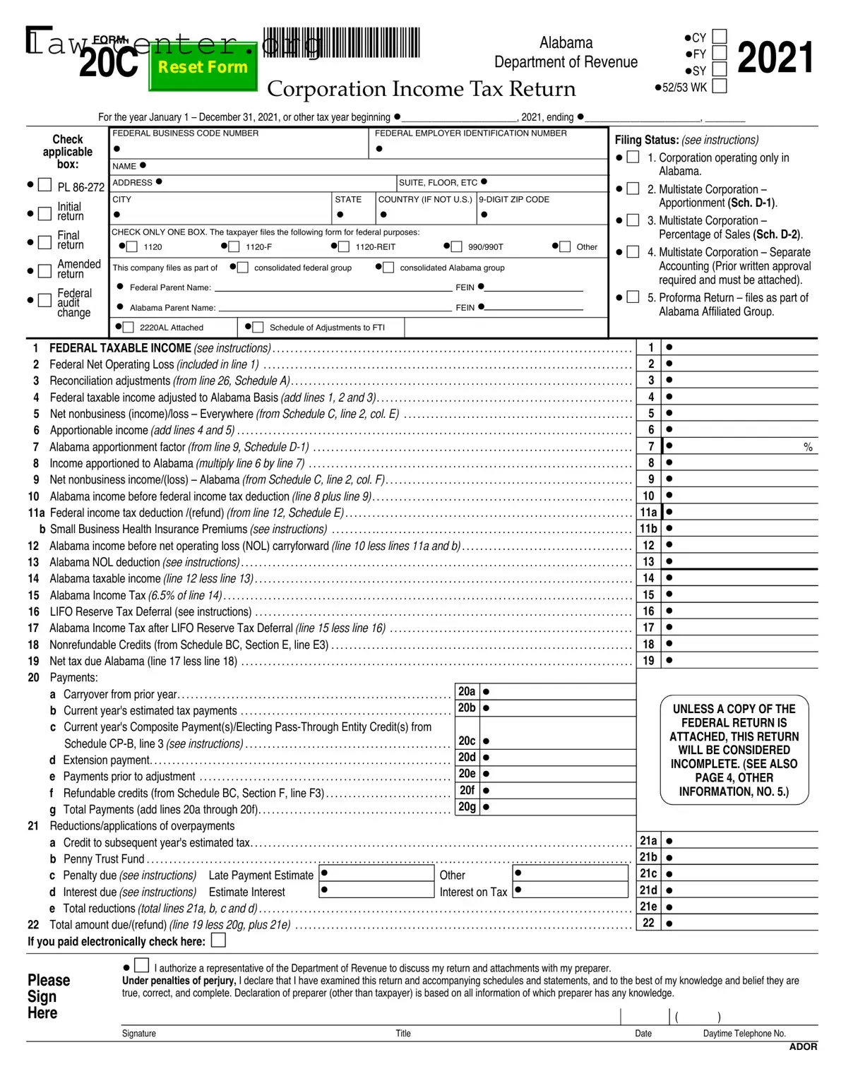 Get Alabama 20C Form