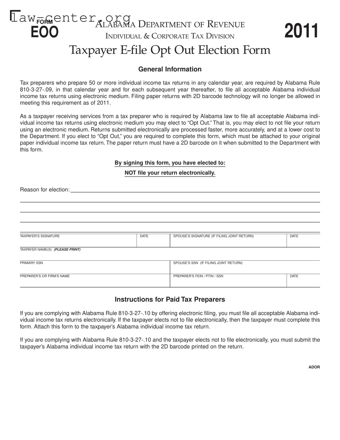 Get Alabama Eoo Form