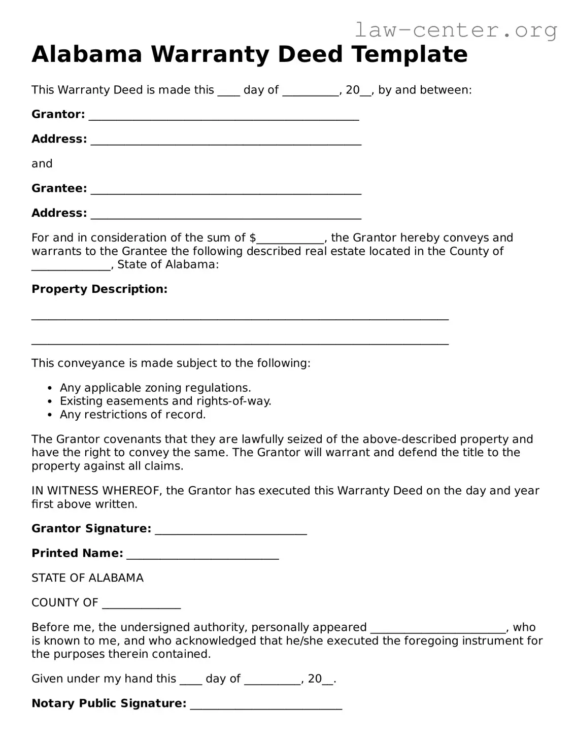 Attorney-Approved Alabama Deed Document