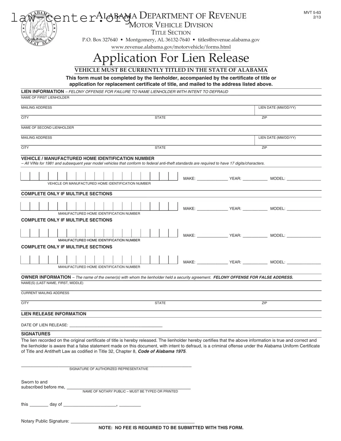 Get Alabama Mvt 5 63 Form