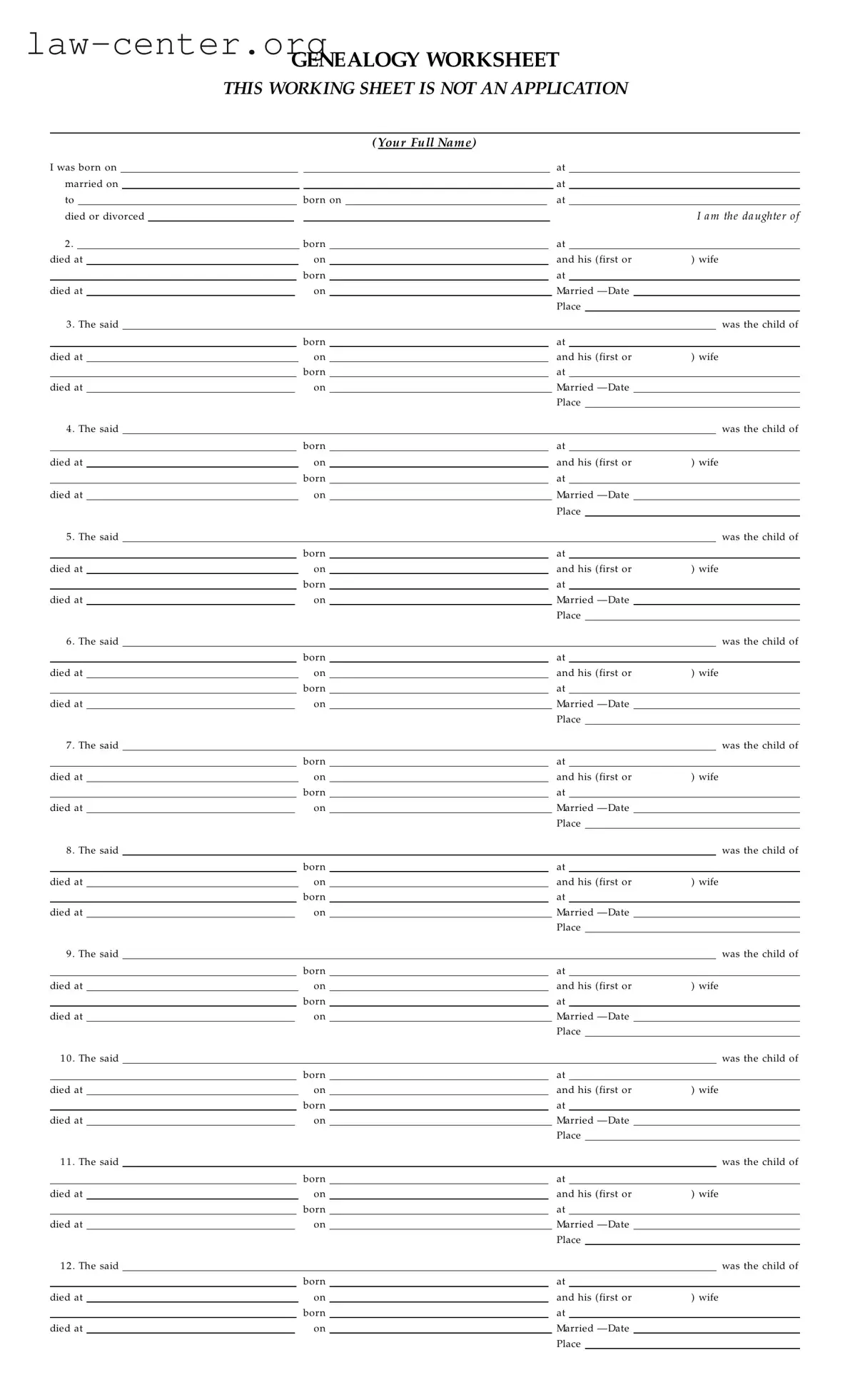 Get Dar Genealogy Worksheet Form