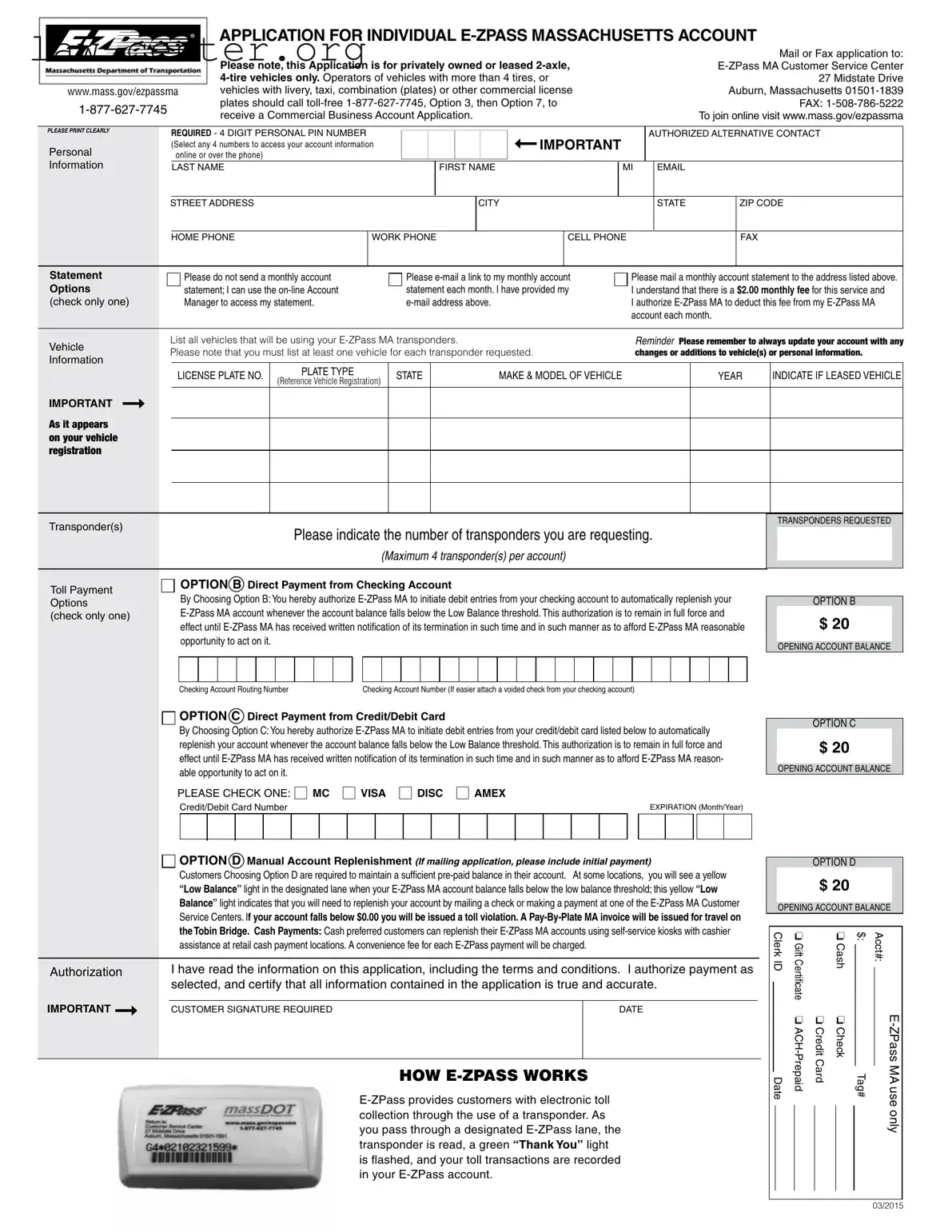 Get E Zpass Ma Application Form