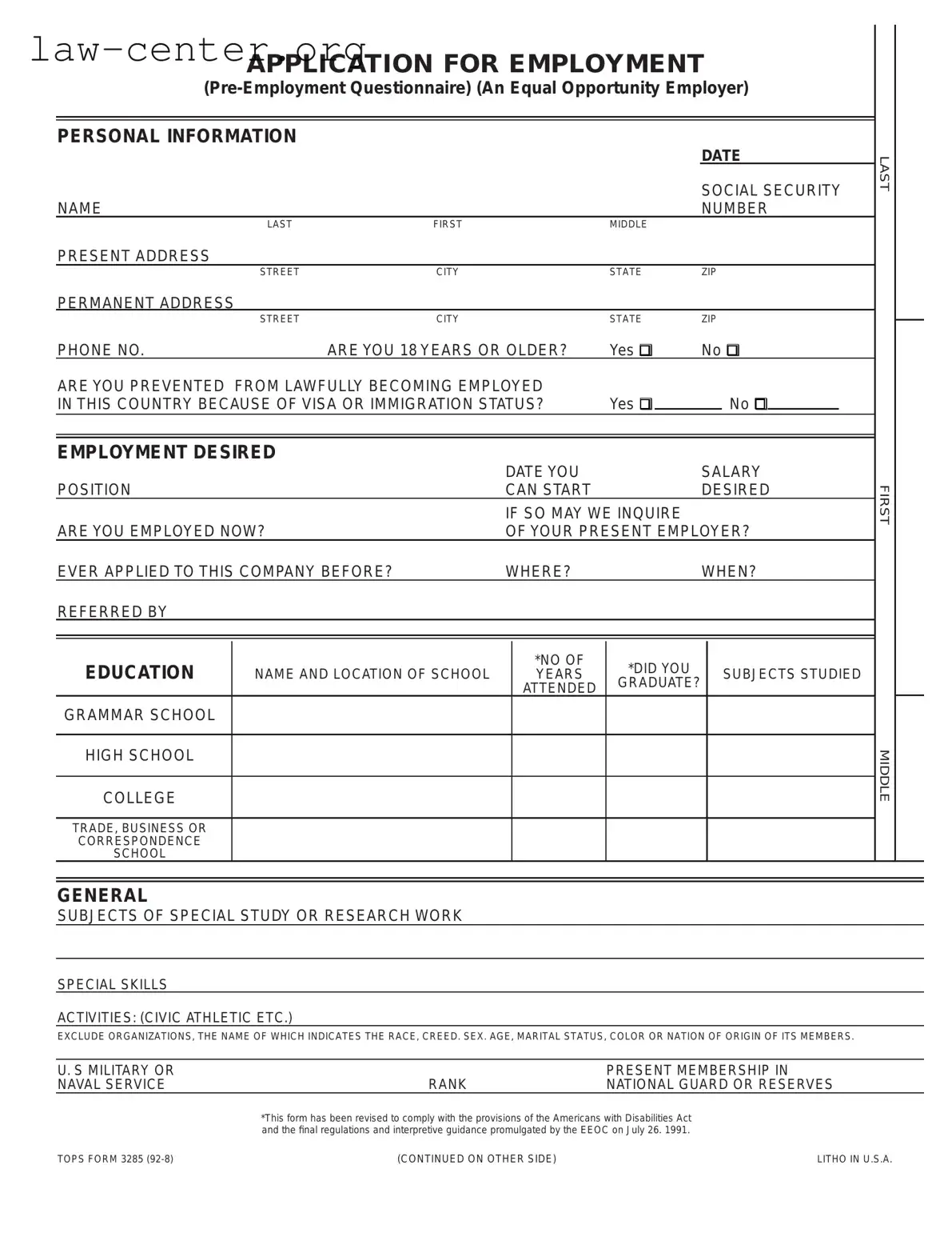 Get Employment Application Pdf Form