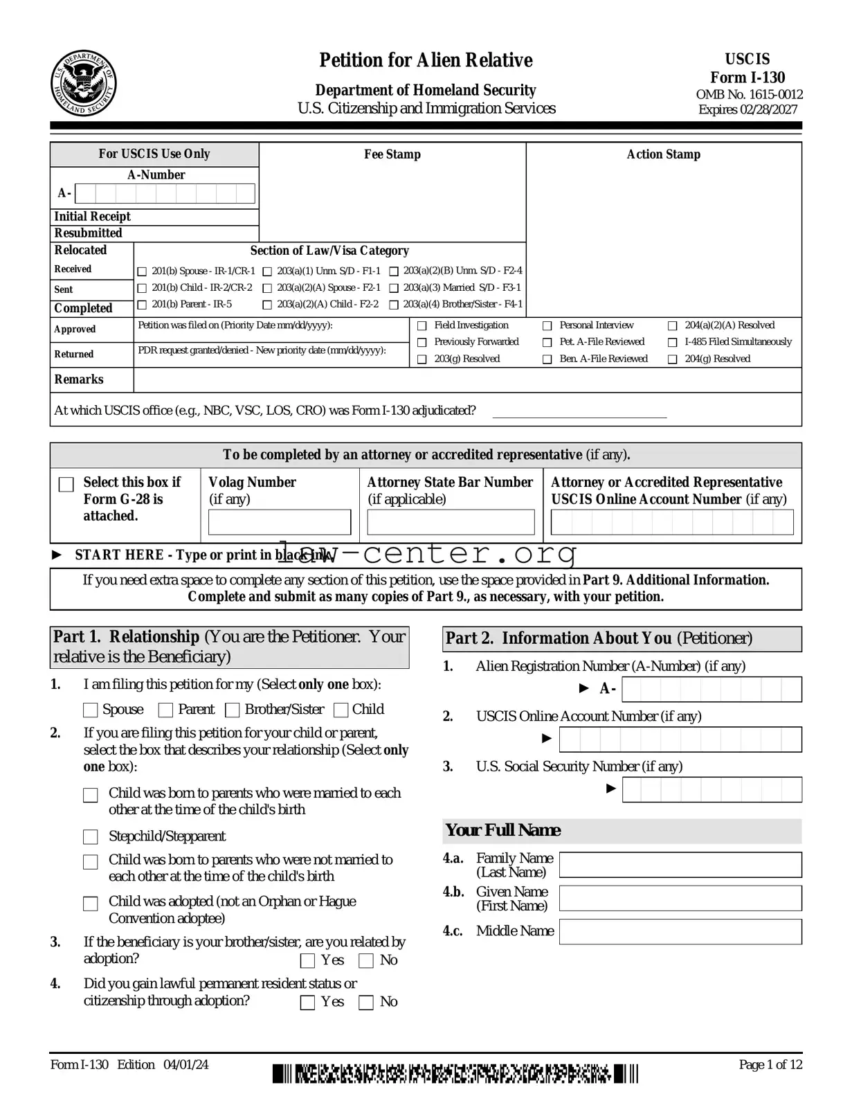 Get USCIS I-130 Form
