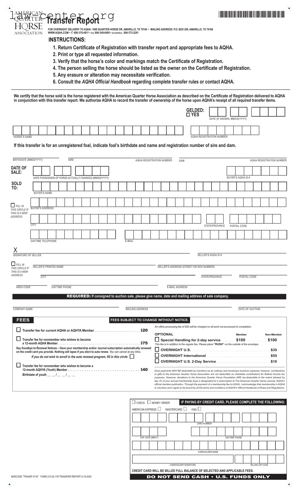 Get AQHA transfer form Form