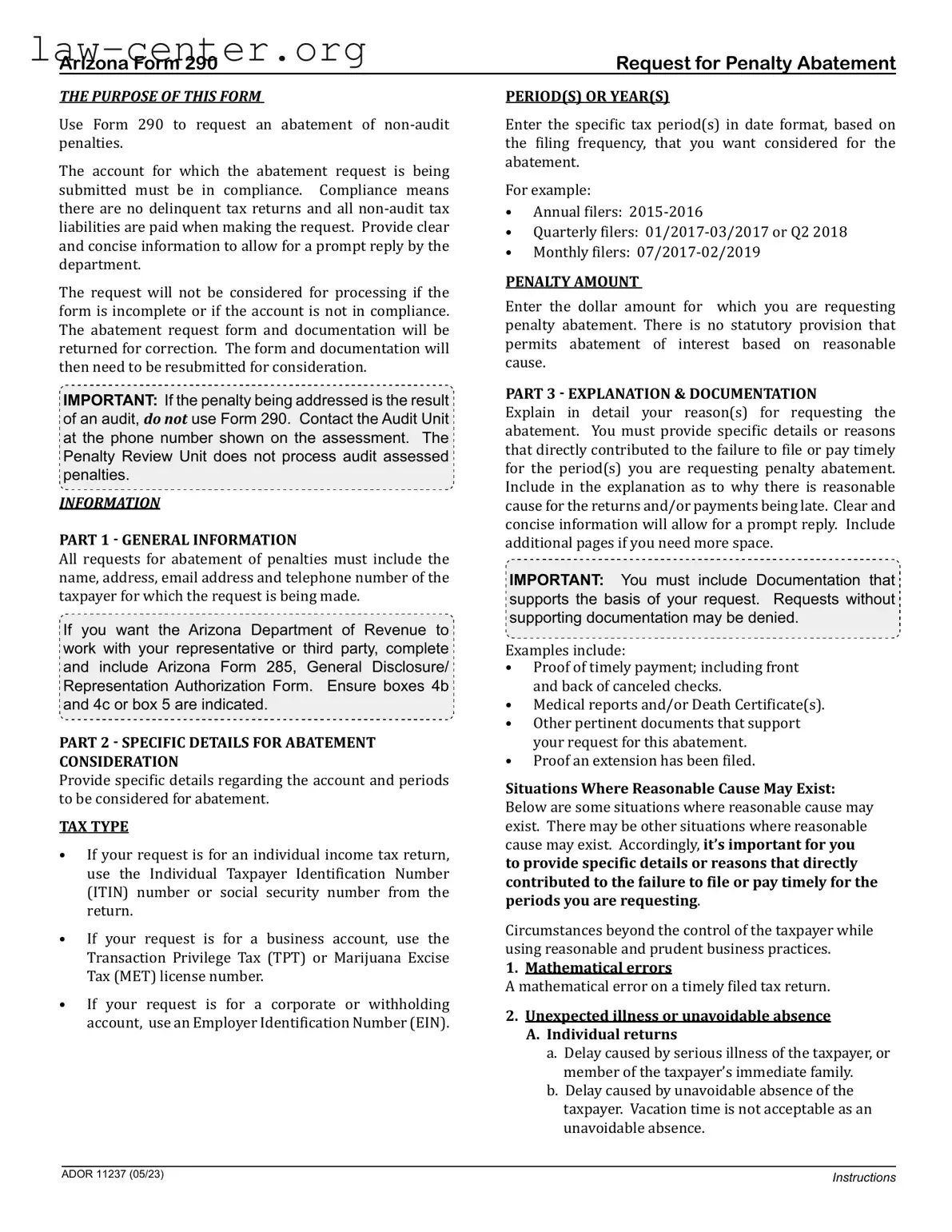 Get 290 Arizona Form