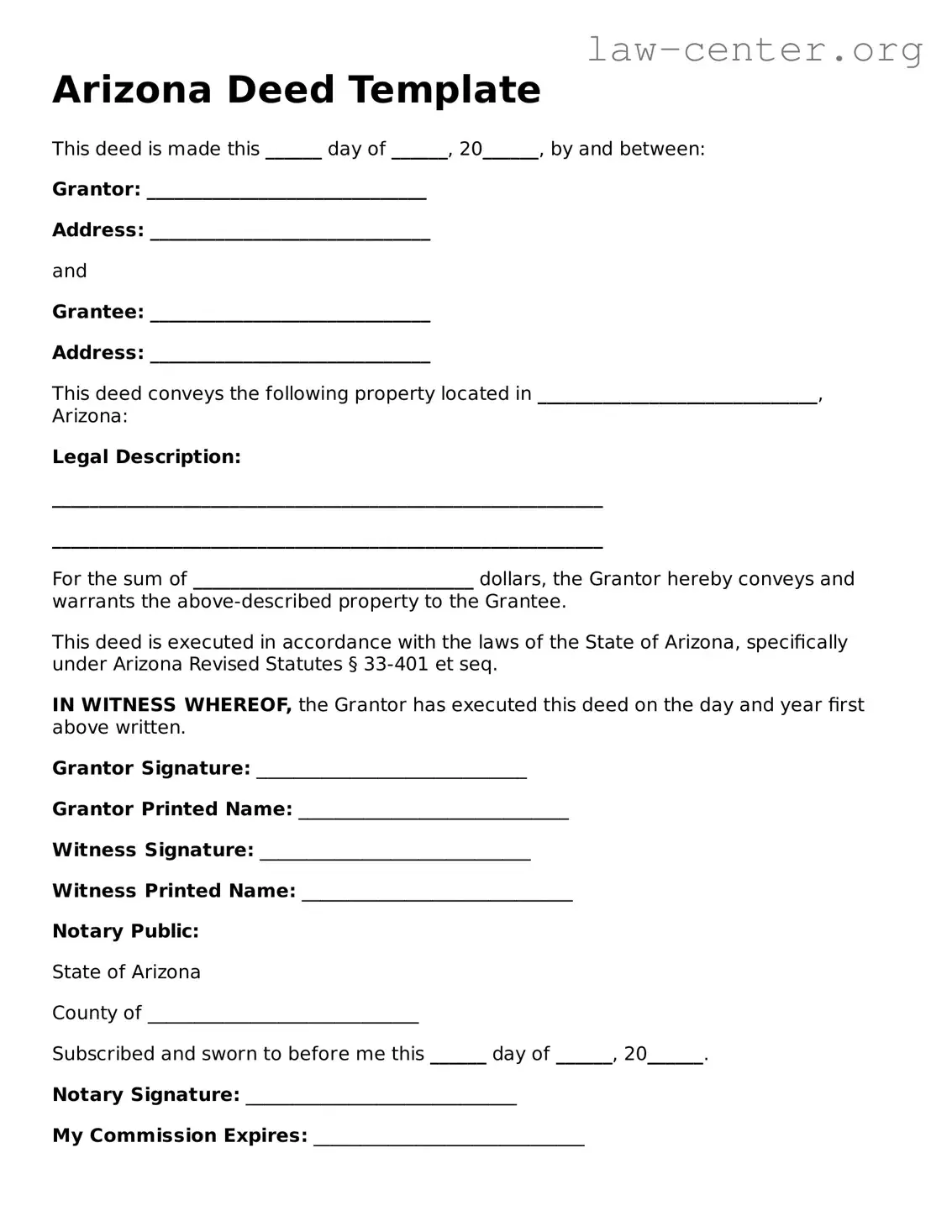 Attorney-Approved Arizona Deed Document