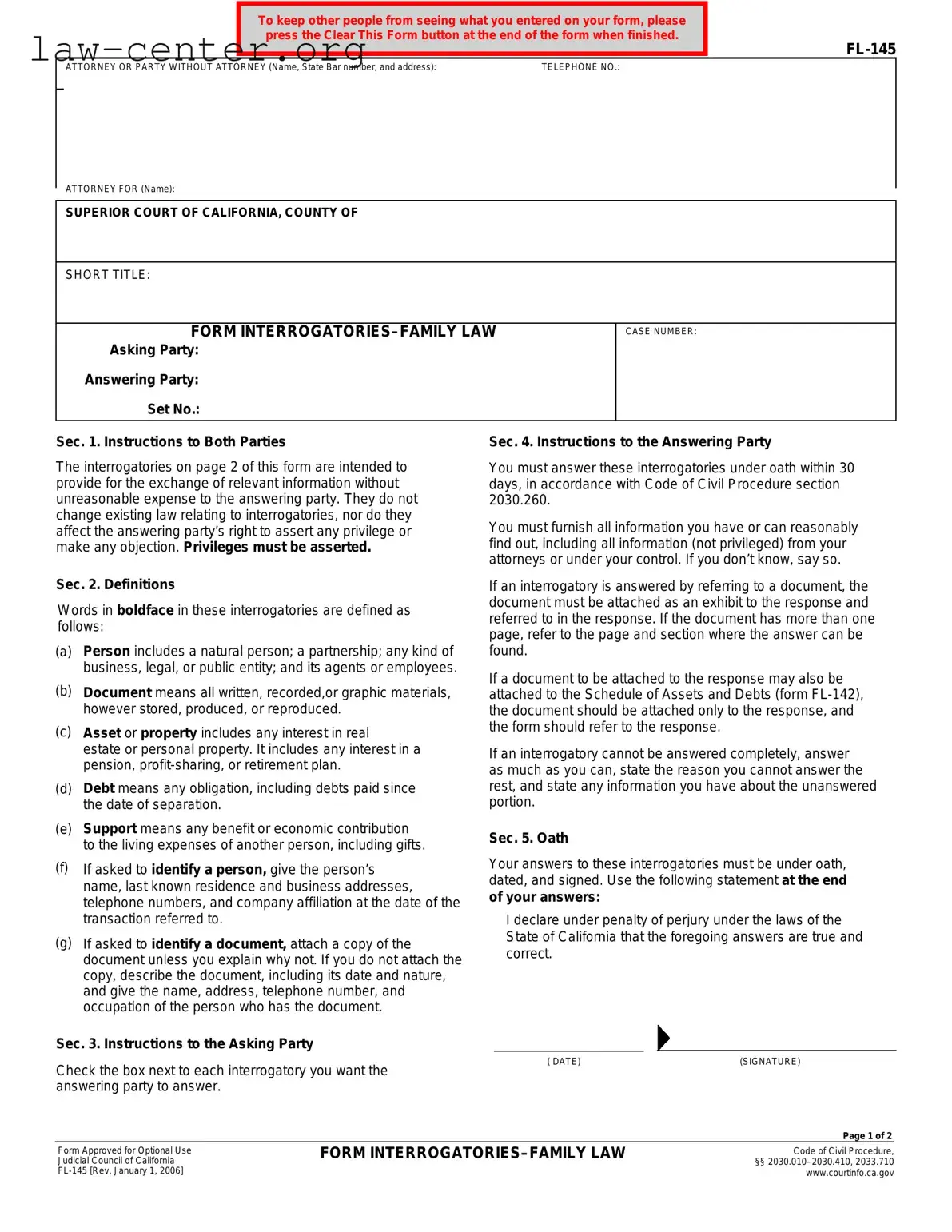 Get California Fl 145 Form