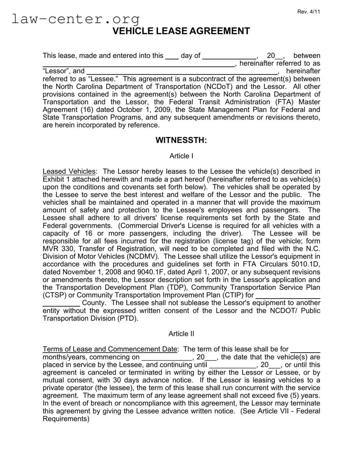 Get Commercial Vehicle Lease Agreement Form