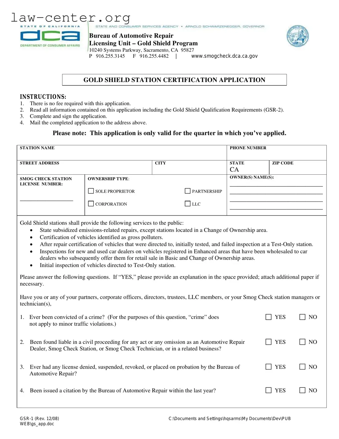 Get California Dca Gsr 1 Form