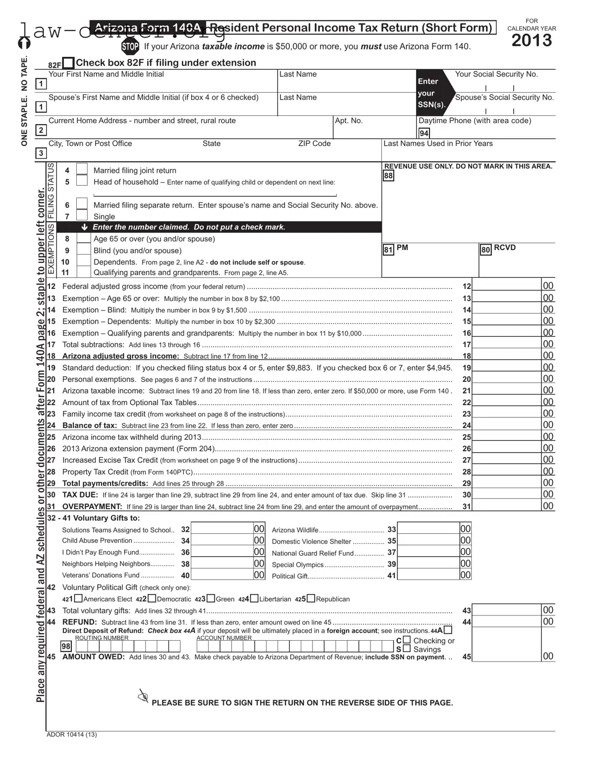 Get Arizona 140A Form