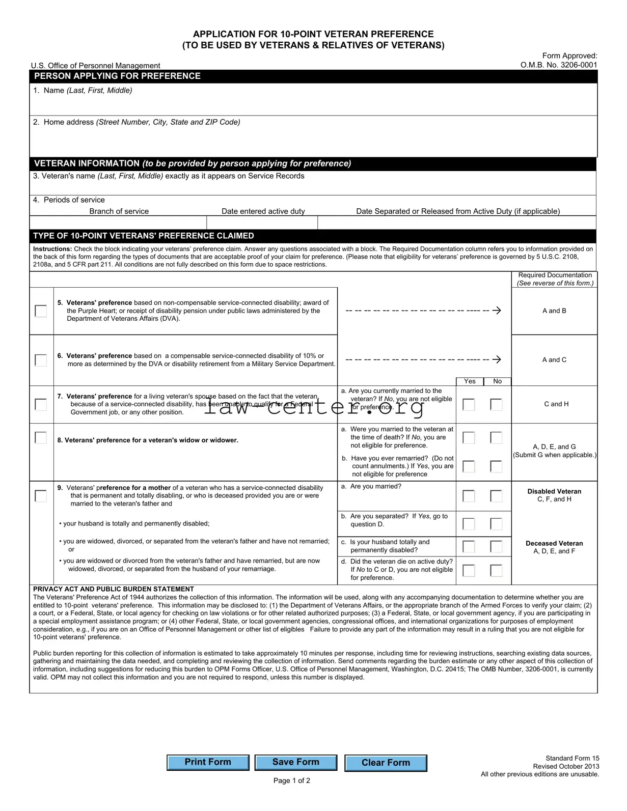 Get OPM Standard form 15 Form