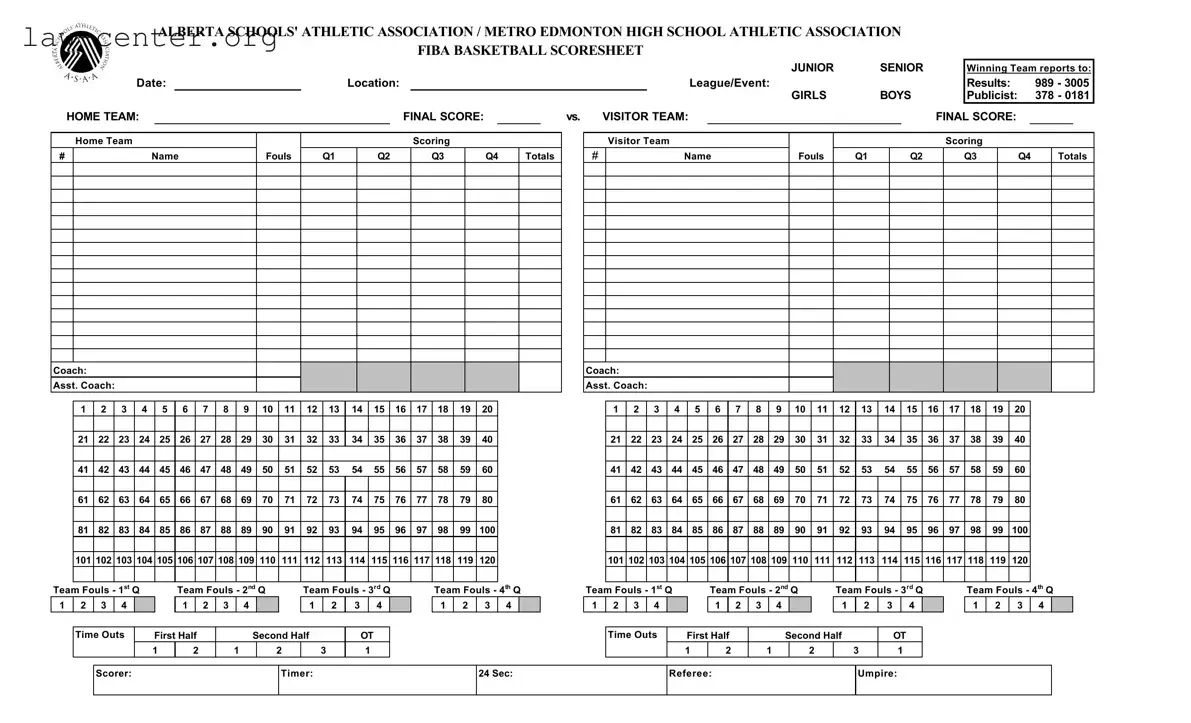 Get Basketball Scoresheet Form