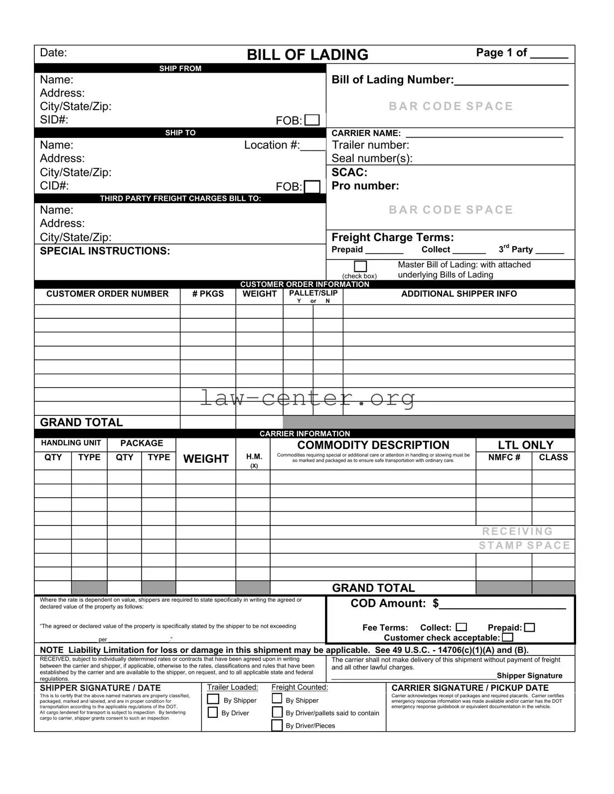 Get Bill of Lading with a Supplement Form