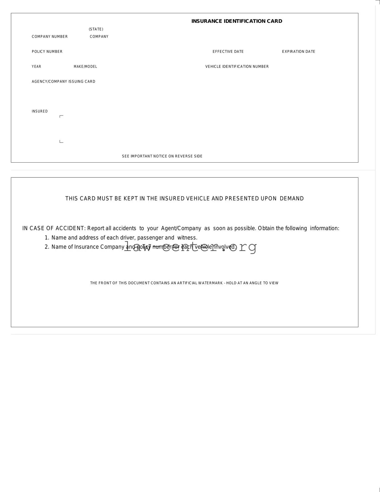 Get Auto Insurance Card Form