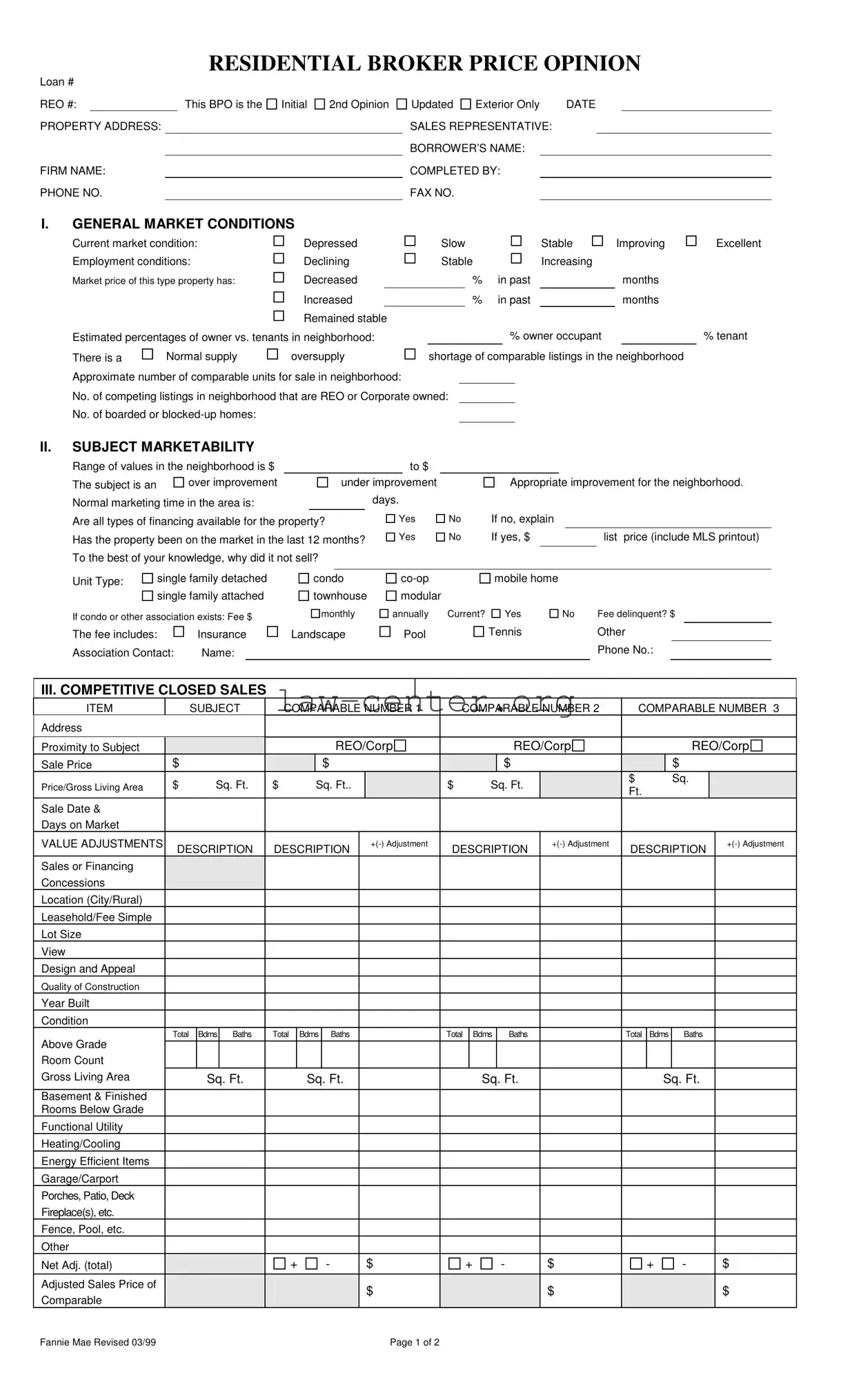 Get Broker Price Opinion Form
