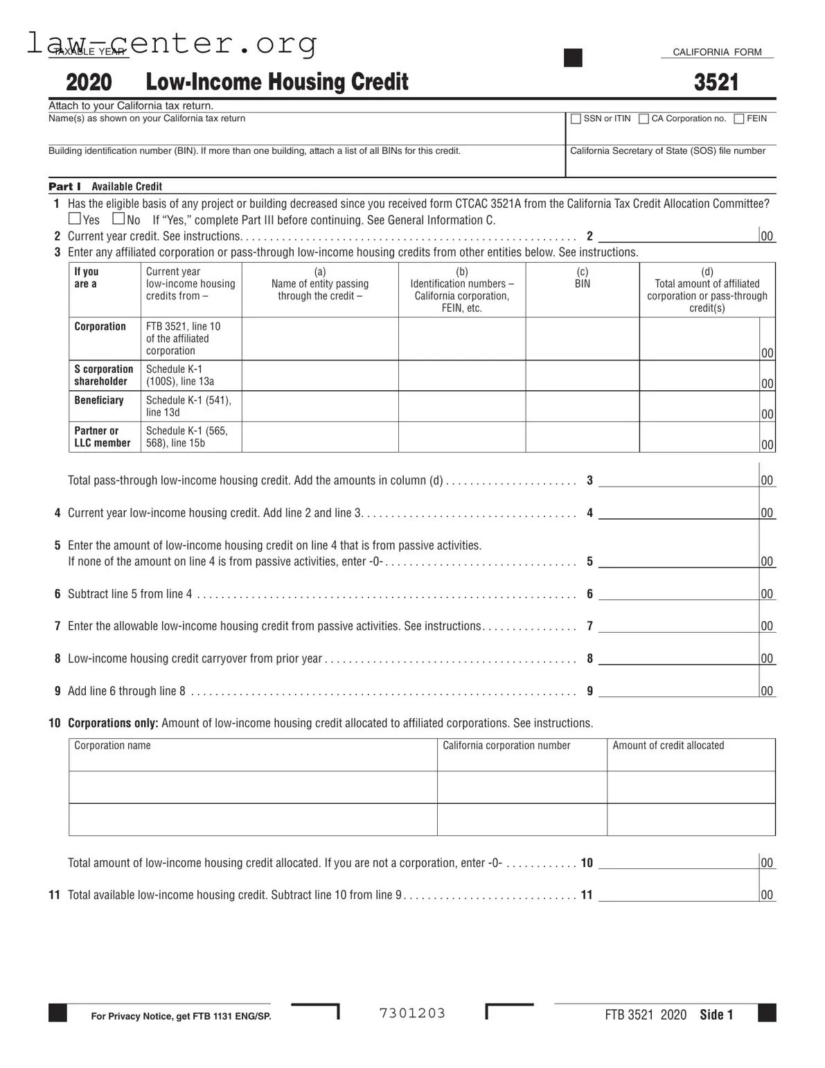 Get California 3521 Form