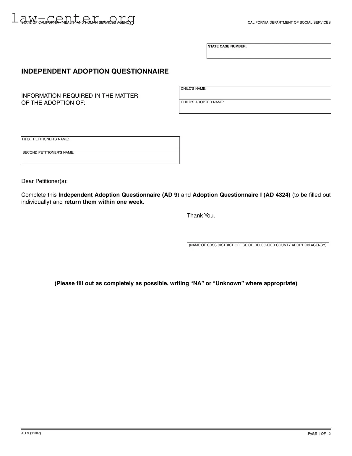 Get California Ad 9 Form