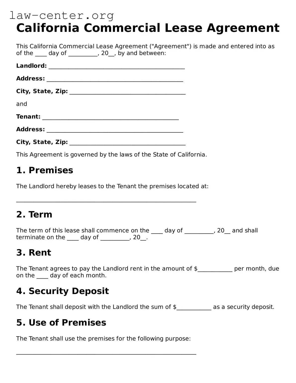 Attorney-Approved California Commercial Lease Agreement Document