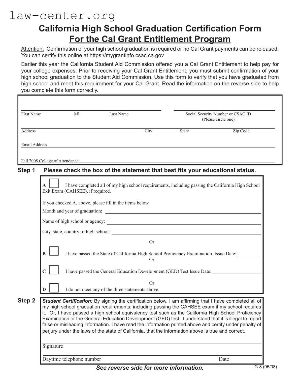 Get California G 8 Form