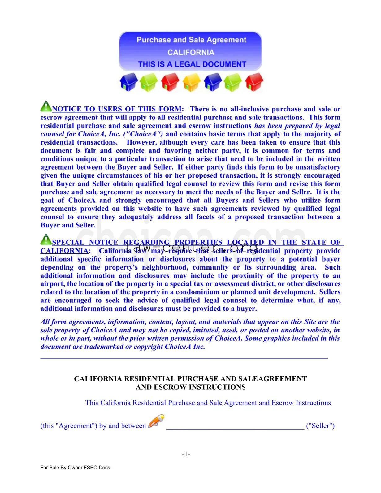 Get Sale Agreement California Form