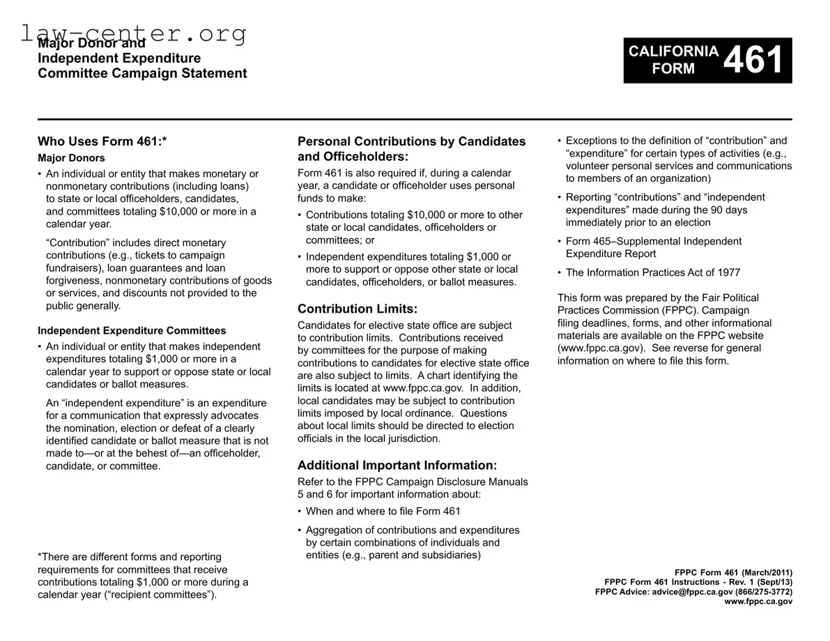 Get California 461 Form