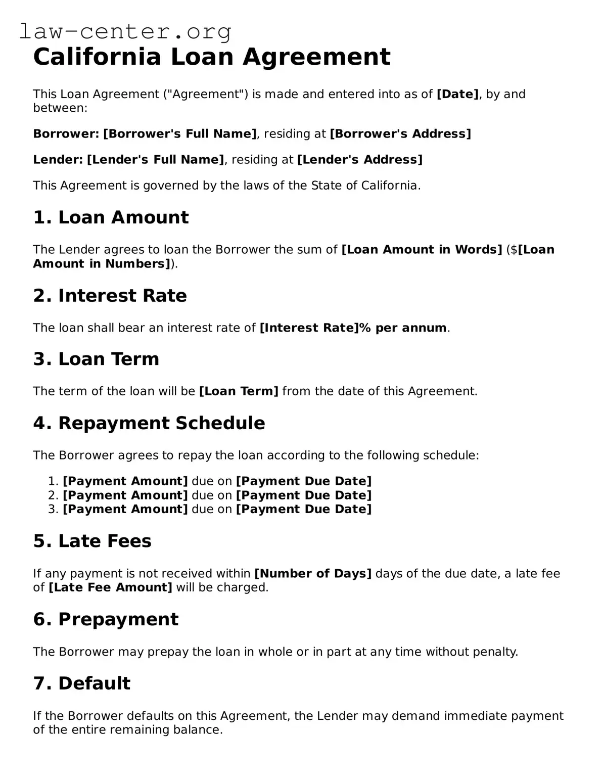 Attorney-Approved California Loan Agreement Document