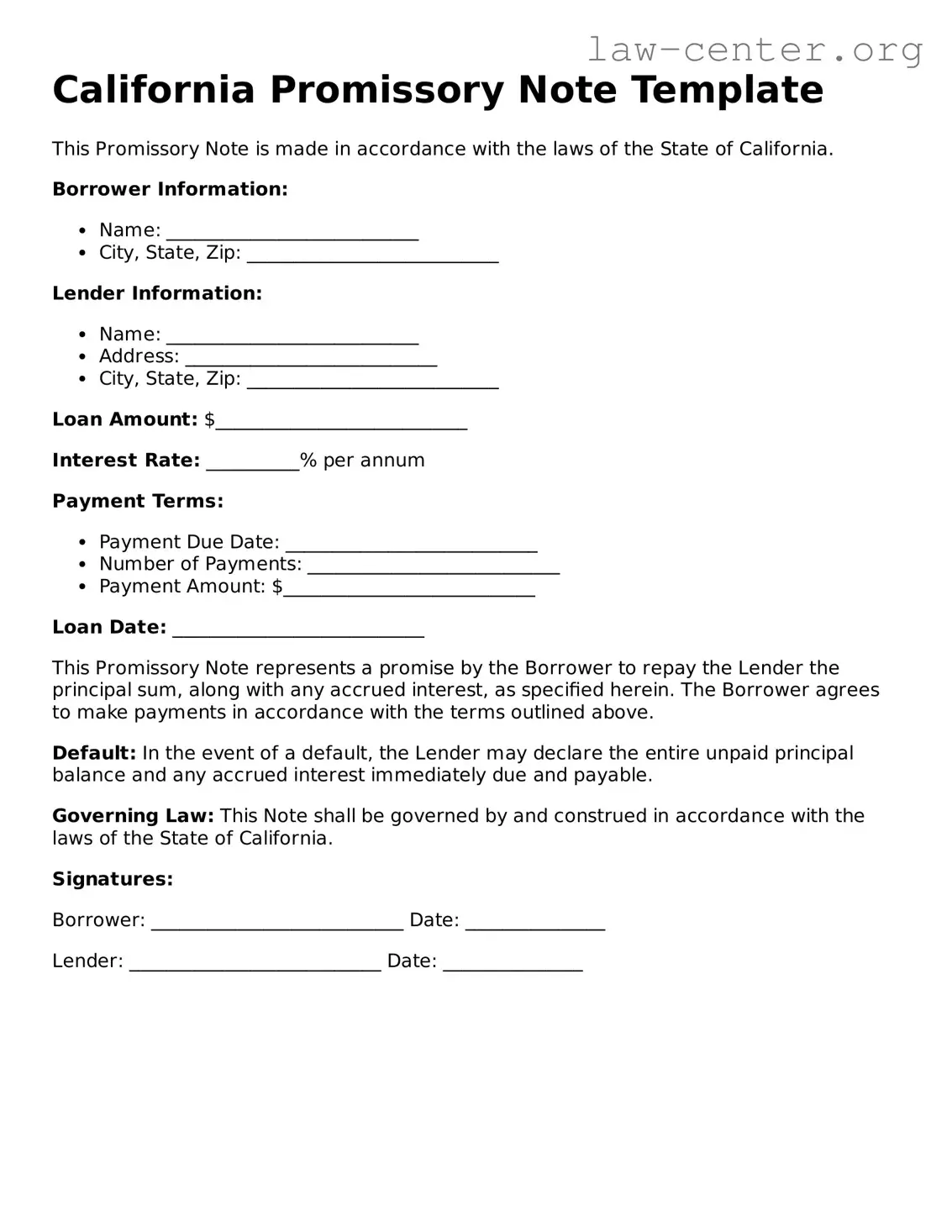 Attorney-Approved California Promissory Note Document