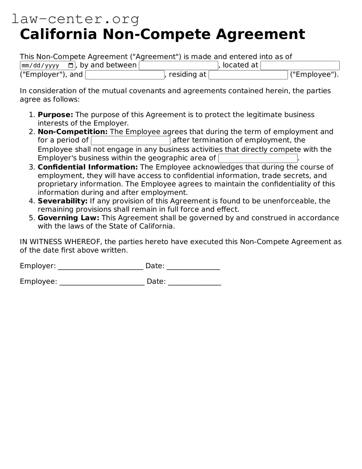 Attorney-Approved California Non-compete Agreement Document