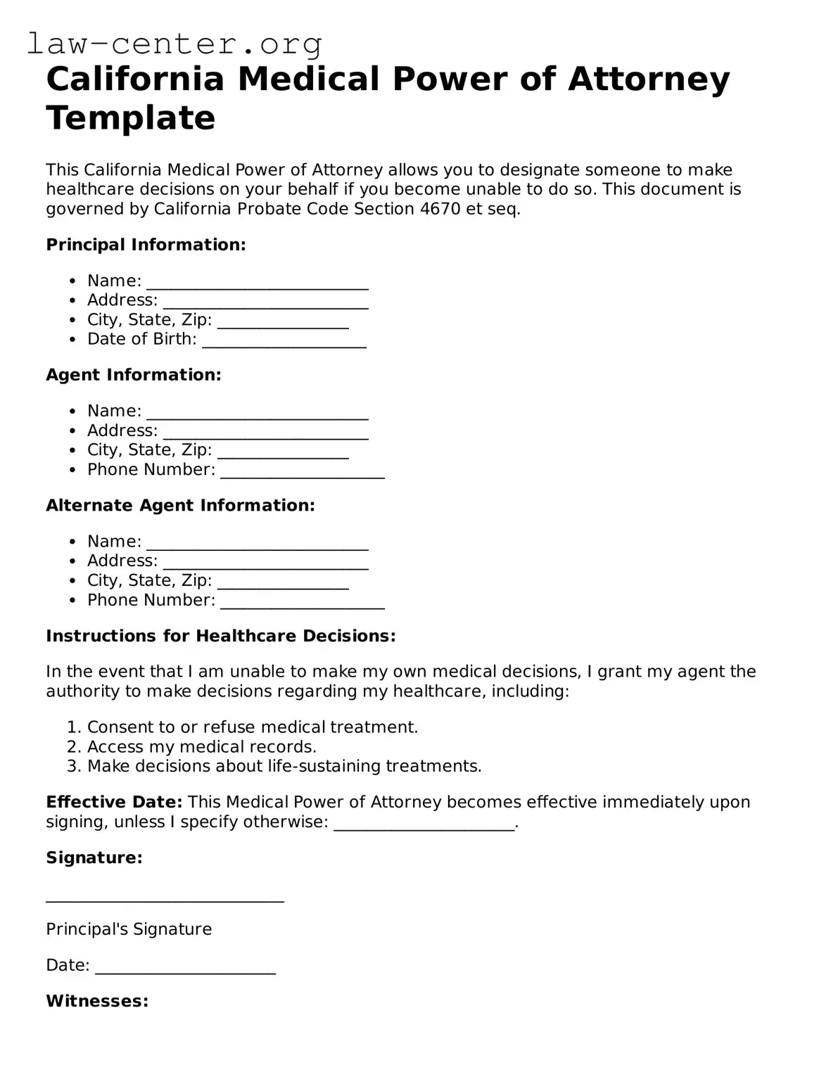 Attorney-Approved California Medical Power of Attorney Document