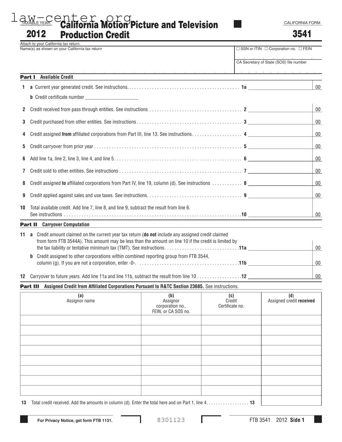 Get California 3541 Form