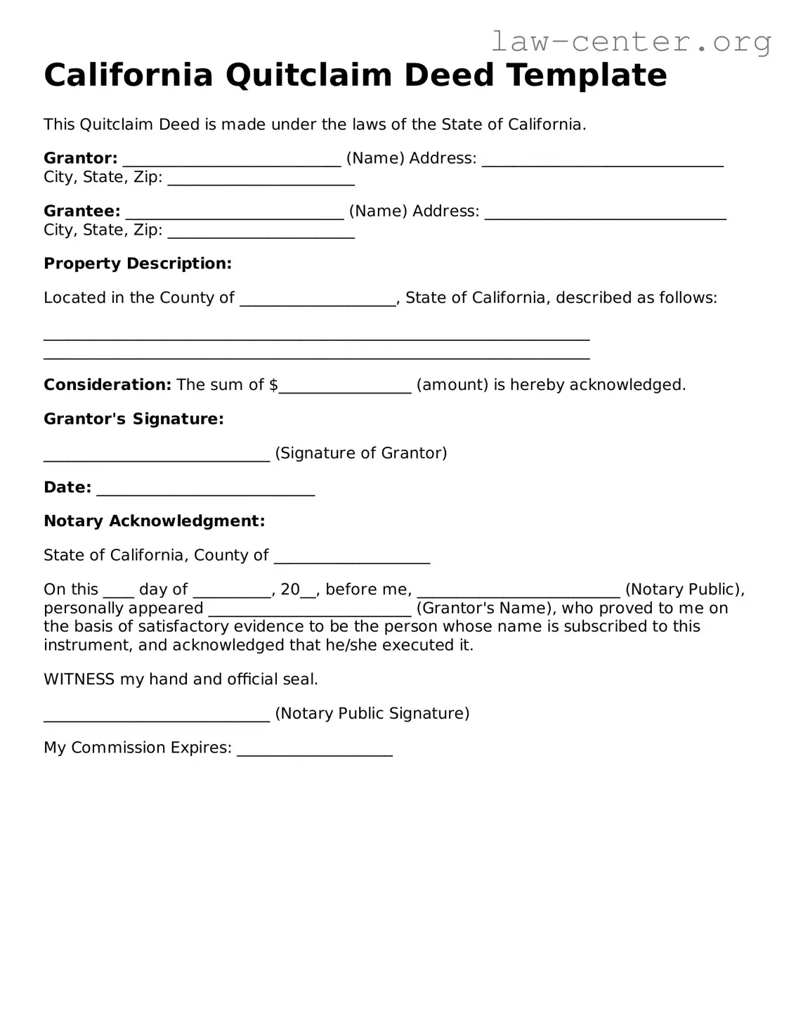 Attorney-Approved California Quitclaim Deed Document