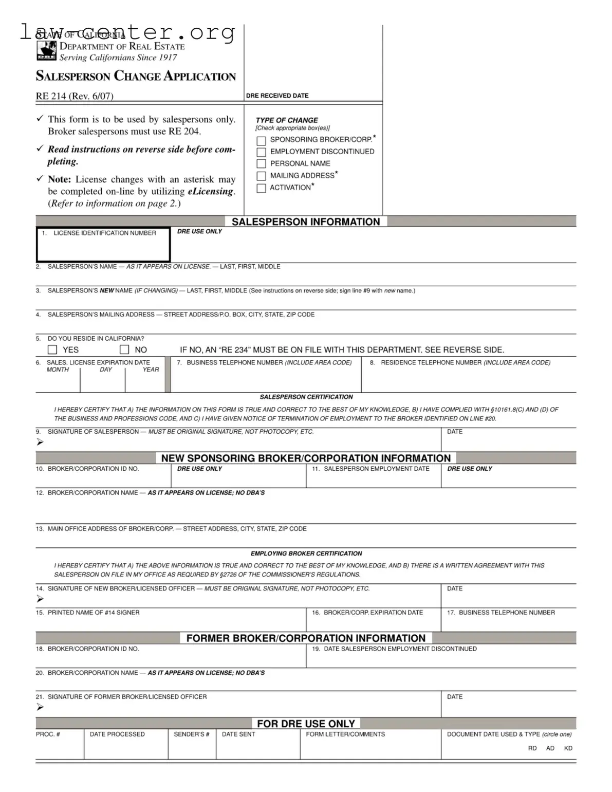 Get California Re 214 Form
