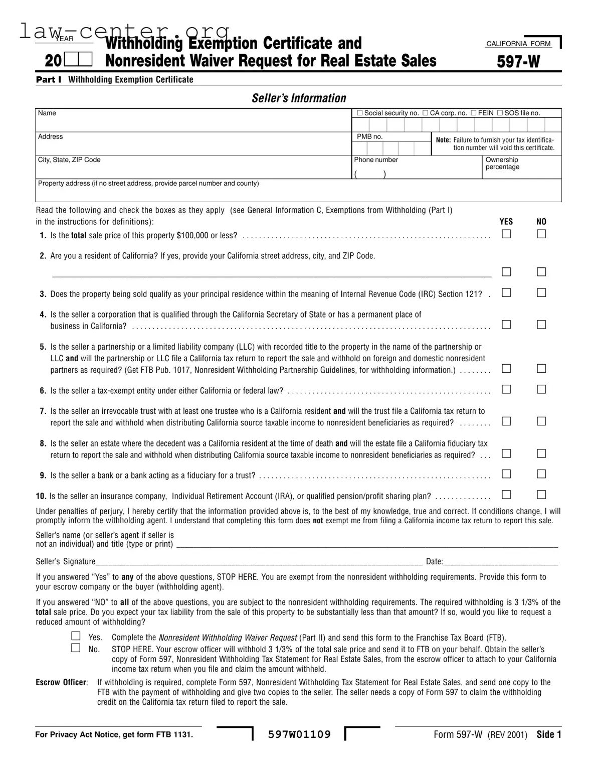 Get California 597 W Form