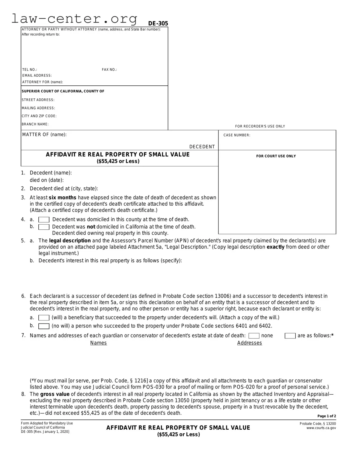 Get California De 305 Form