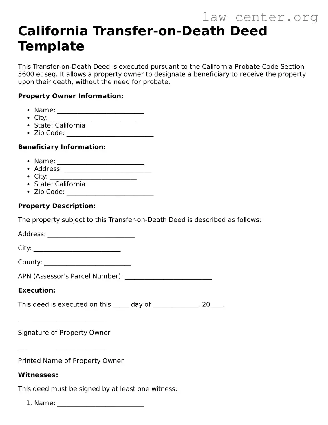 Attorney-Approved California Transfer-on-Death Deed Document