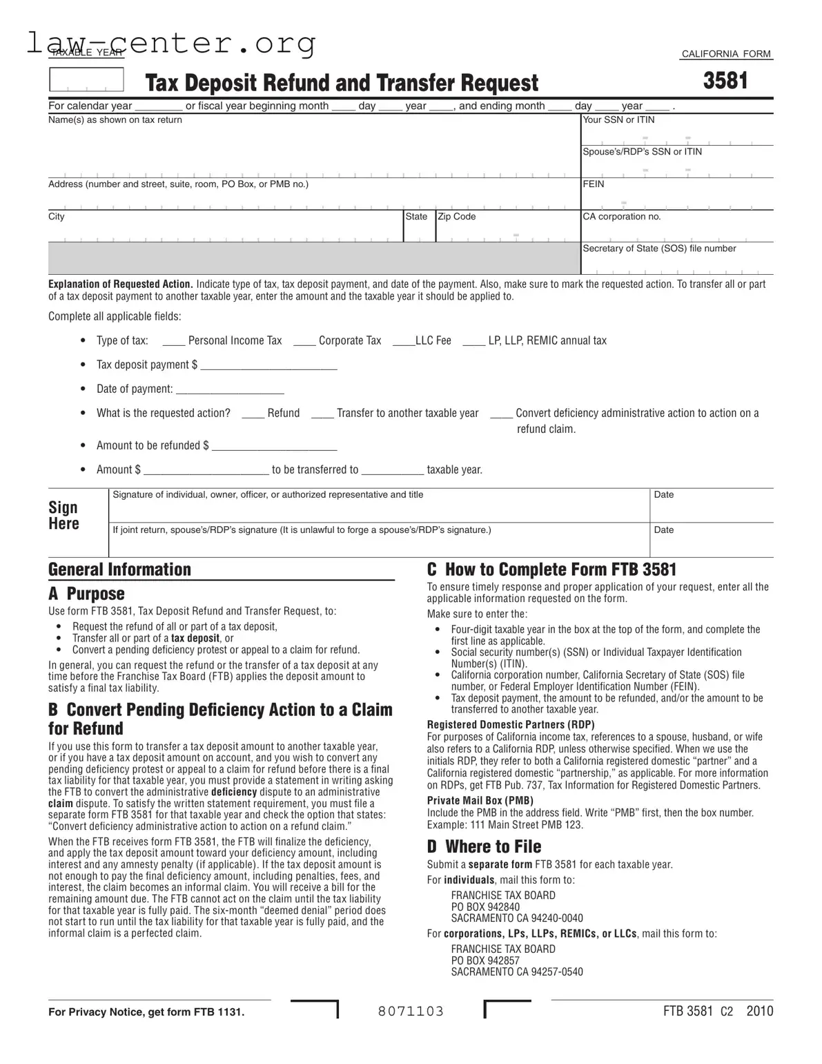 Get California 3581 Form